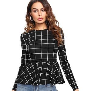 Black and White peplum blouse